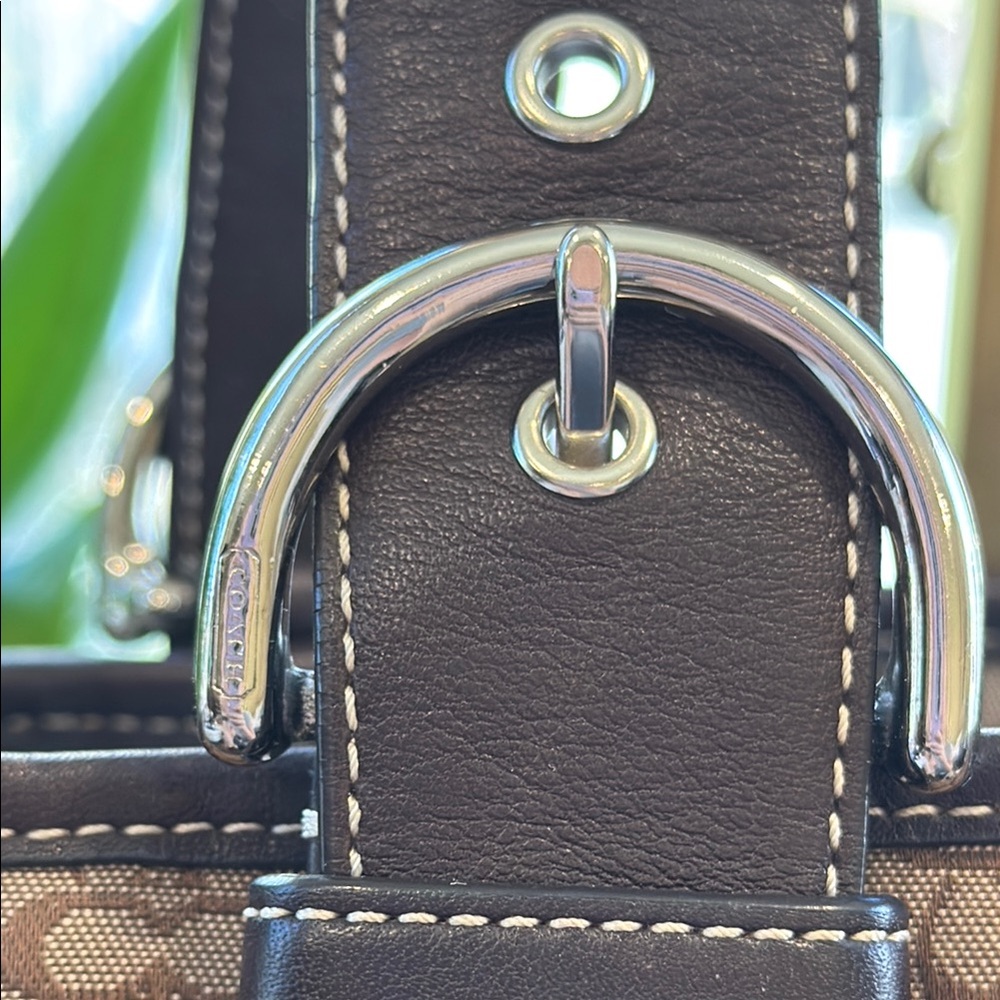 Coach Brown and Silver Tote with Structured Design - Picture 3 of 9